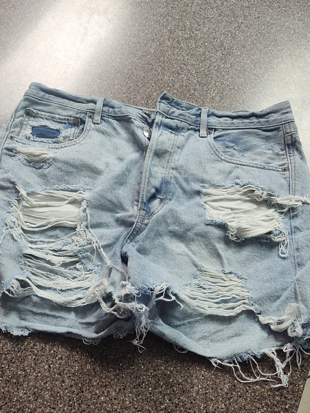 American Eagle Outfitters Light Wash Distressed Denim Shorts